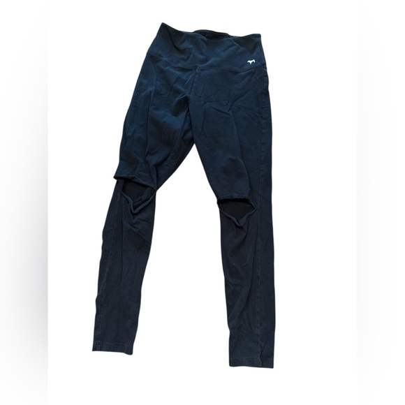 Victoria Secrets Pink Black Leggings with Distressed Knee - Picture 2 of 5